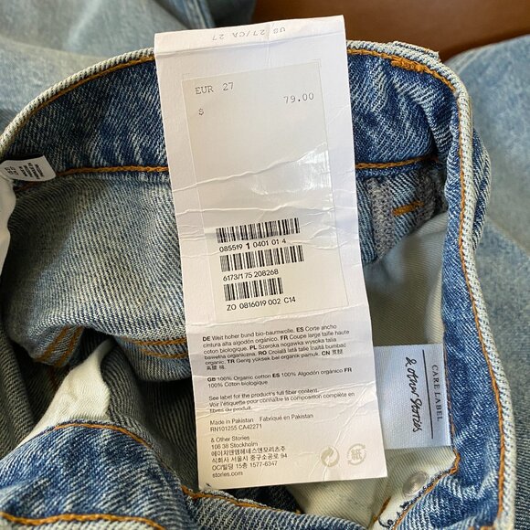 & Other Stories High Waist Wide Leg Jeans in Blue Size 27 (NWT) - Picture 6 of 9